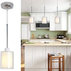 Glass Pendant Light, Modern Pendant Lighting For Kitchen Island, Farmhouse Mini Pendant Lamp With Chrome Nickel Adjustable For Dining Room, Sink, Doub
