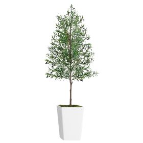 Artificial Olive Tree 8FT with Pot and Moss, Artificial Plants for Home Office Decor