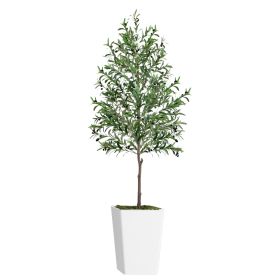 Artificial Olive Tree 7FT with Pot and Moss, Artificial Plants for Home Office Decor