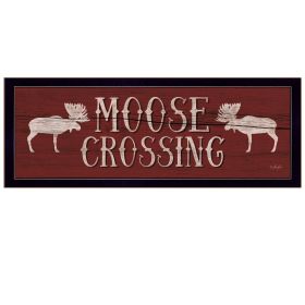 "Moose Crossing" By Lauren Rader, Printed Wall Art, Ready To Hang Framed Poster, Black Frame