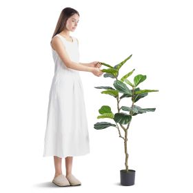 VEVOR Artificial Fiddle Leaf Fig Tree, 4 FT, Secure PE Material & Anti-Tip Tilt Protection Low-Maintenance Faux Plant