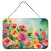 NEW Roses in Watercolor Wall or Door Hanging Prints Aluminum Metal Sign Kitchen Wall Bar Bathroom Plaque Home Decor, 8HX12W, Multicolor