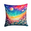 Colorful Daisies Throw Pillow Machine Washable, Indoor Outdoor Decorative Pillow for Couch, Bed or Patio, 14Hx14W