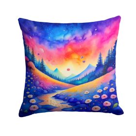 Colorful Periwinkles Throw Pillow Machine Washable, Indoor Outdoor Decorative Pillow for Couch, Bed or Patio, 14Hx14W