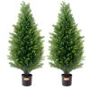 VEVOR 2 Pack 3' Artificial Cedar Topiary Tree Faux Plant UV Decor In/Outdoor
