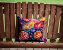 Colorful Peonies Throw Pillow Machine Washable, Indoor Outdoor Decorative Pillow for Couch, Bed or Patio, 14Hx14W