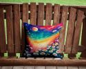 Colorful Daisies Throw Pillow Machine Washable, Indoor Outdoor Decorative Pillow for Couch, Bed or Patio, 14Hx14W