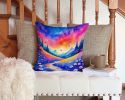 Colorful Periwinkles Throw Pillow Machine Washable, Indoor Outdoor Decorative Pillow for Couch, Bed or Patio, 14Hx14W