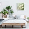 Flower Pictures Wall Decor White Camellia Flower Wall Art for Bathroom Floral Canvas Wall Art for Living Room White Blossom Green Leaf Painting Artwor