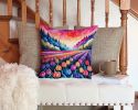 Colorful Hyacinths Throw Pillow Machine Washable, Indoor Outdoor Decorative Pillow for Couch, Bed or Patio, 14Hx14W
