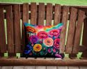 Colorful Carnations Throw Pillow Machine Washable, Indoor Outdoor Decorative Pillow for Couch, Bed or Patio, 14Hx14W