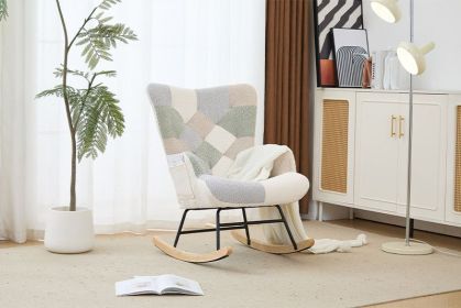 Modern Patchwork Accent Chair With Solid Wood Armrest And Feet, Mid-Century Modern Accent Sofa, Fabric Sofa Chair For Living Room Bedroom Studio, Comf (Color: Yellow)