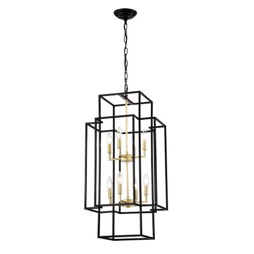 8-Light Metal Lantern Tiered Pendant Hanging Light Fixtures, Industrial Farmhouse Adjustable Height Chandeliers For Dining Room Hallway Foyer Ent 8-Light Metal Lantern Tiered Pendant Hanging Light Fixtures, Industrial Farmhouse Adjustable Height Chandeliers For Dining Room Hallway Foyer Ent