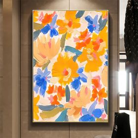 Handmade Oil Painting Canvas Wall Art Decor Original Orange Flower Painting Abstract Floral Painting Living Room Hallway Bedroom Luxurious Decorative (Style: 01, size: 50X70cm)
