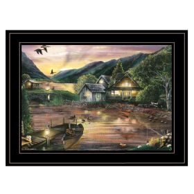 "Lakefront Camping II" By Ed Wargo, Ready to Hang Framed Print, Black Frame (Color: as Pic)
