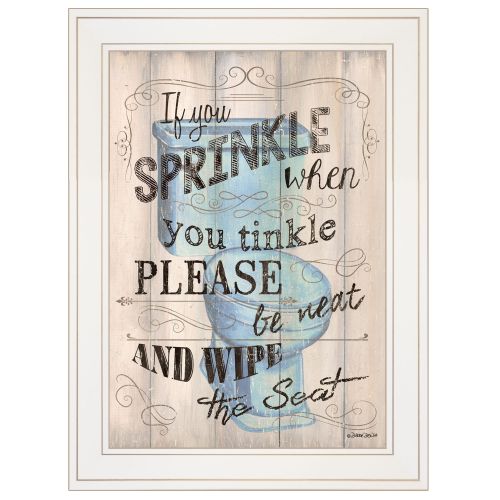 "Bathroom Humor" by Debbie DeWitt, Ready to Hang Framed print, White Frame