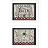"Hot Bath" 2-Piece Vignette by Linda Spivey, White Frame