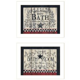 "Hot Bath" 2-Piece Vignette by Linda Spivey, White Frame (Color: as Pic)
