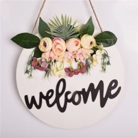 Welcome Sign Welcome Front Door Round Wood Sign Hanging Welcome Sign for Farmhouse porch Spring Welcome Sign Front Door Decoration (Color: White)