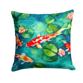 Koi Fish Throw Pillow Machine Washable, Indoor Outdoor Decorative Pillow for Couch, Bed or Patio, 18Hx18W (Default: Default)