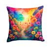 Colorful Begonias Throw Pillow Machine Washable, Indoor Outdoor Decorative Pillow for Couch, Bed or Patio, 14Hx14W