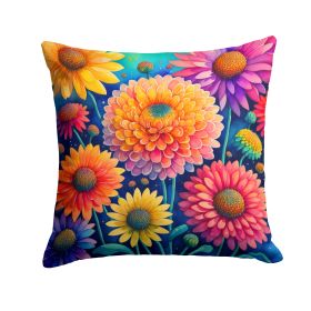 Colorful Chrysanthemums Throw Pillow Machine Washable, Indoor Outdoor Decorative Pillow for Couch, Bed or Patio, 14Hx14W (Default: Default)