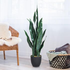 1PC 35.5 inches Indoor and Outdoor Decoration Fake Snake Plant Artificial Plant (Color: Dark Green)