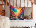 Colorful Begonias Throw Pillow Machine Washable, Indoor Outdoor Decorative Pillow for Couch, Bed or Patio, 14Hx14W