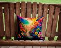 Colorful Begonias Throw Pillow Machine Washable, Indoor Outdoor Decorative Pillow for Couch, Bed or Patio, 14Hx14W