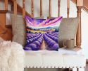 Colorful English Lavender Throw Pillow Machine Washable, Indoor Outdoor Decorative Pillow for Couch, Bed or Patio, 14Hx14W