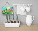NEW Tulips in Watercolor Wall or Door Hanging Prints Aluminum Metal Sign Kitchen Wall Bar Bathroom Plaque Home Decor, 8HX12W, Multicolor