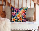 Colorful Lilies Throw Pillow Machine Washable, Indoor Outdoor Decorative Pillow for Couch, Bed or Patio, 14Hx14W