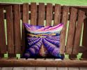 Colorful English Lavender Throw Pillow Machine Washable, Indoor Outdoor Decorative Pillow for Couch, Bed or Patio, 14Hx14W