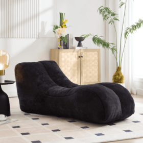 Creative Bean Bag Sofa Chair For Adults Filled With High-quality Sponge That Is Plump And Elastic Fitting The Curves Of The Human Body And Providing G (Color: black)
